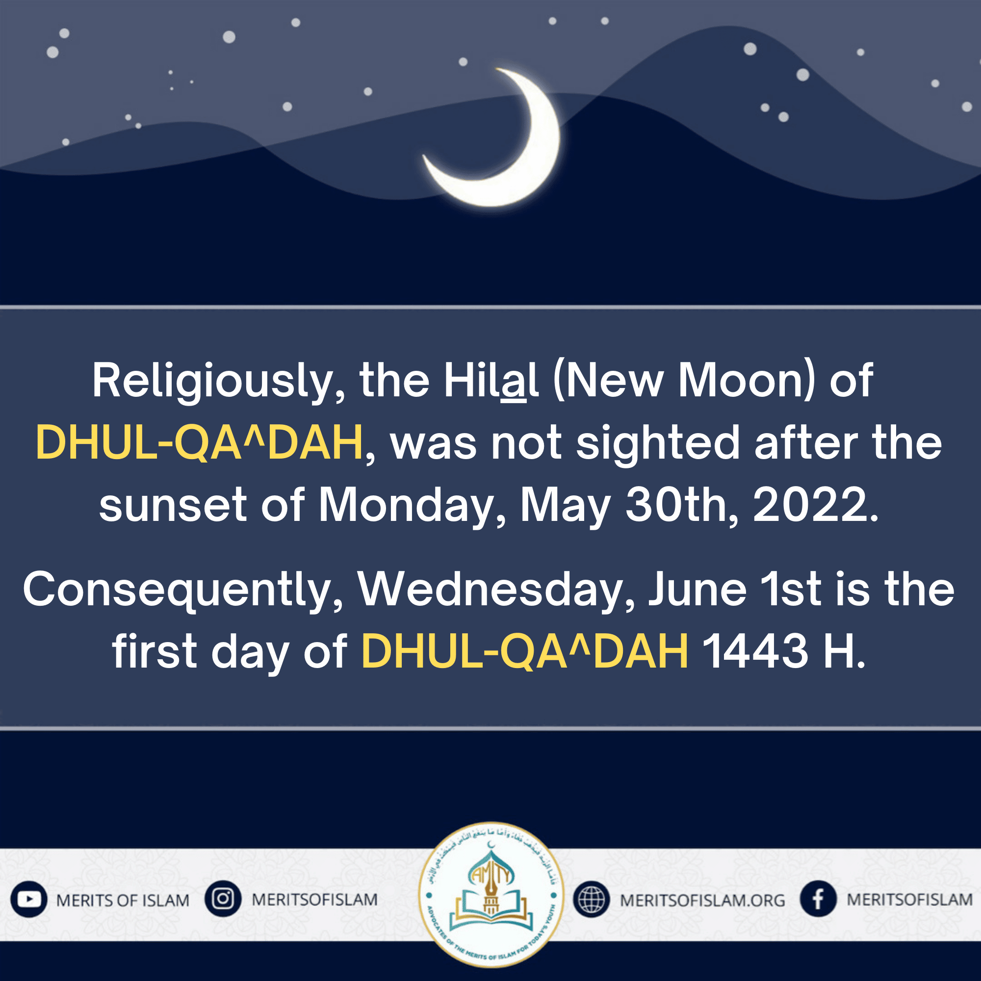 Announcement of the new month of DhulQa^dah AMITY
